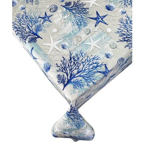 TOVAGLIA in COTONE mare MARINO coralli BLU Cm. 140x140 x4 persone