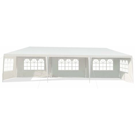COSTWAY Gazebo da Giardino 3 x 9 m, Tendone per Feste con 5 Pannelli Laterali Rimovibili, Impermeabile Protezione UV, per Matrimonio Eventi e Barbecue
