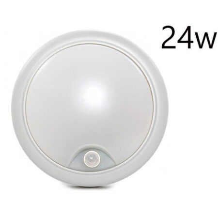 Plafoniera Led Rotonda 24W Luce Fredda Sensore Movimento Infrarossi Soffitto 175