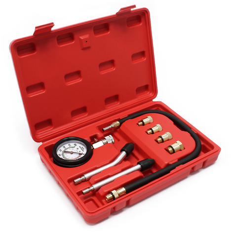 Wiltec Tester compressione motore per auto e camion con motori a benzina, 0-20 bar, set da 9 pezzi per ripristinare compressione motore