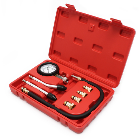 Wiltec Tester compressione motore per auto e camion con motori a benzina, 0-20 bar, set da 9 pezzi per ripristinare compressione motore