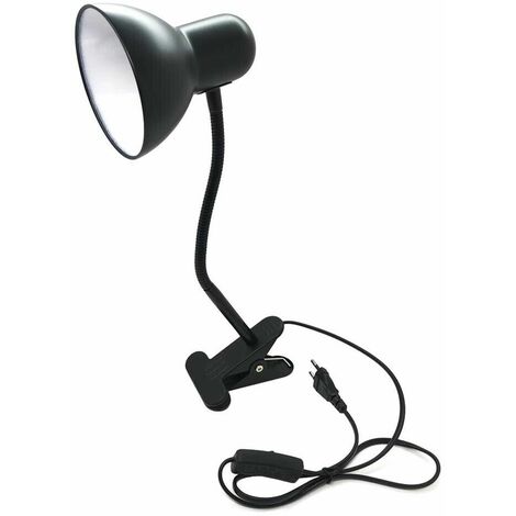 Lampada Da Scrivania Braccio Flessibile Lumetto Con Pinza E27 Lume Nero