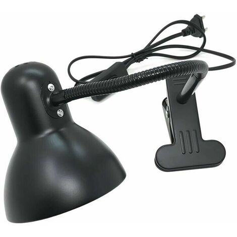 Lampada Da Scrivania Braccio Flessibile Lumetto Con Pinza E27 Lume Nero