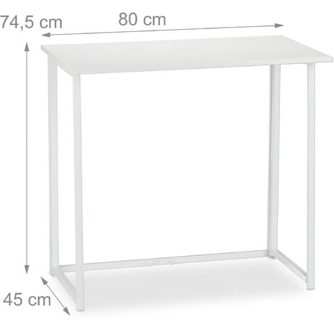 Relaxdays Scrivania richiudibile, Tavolo Ufficio Salvaspazio, Tavolo richiudibile Cameretta, 74,5x80x45cm,bianco