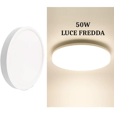 Plafoniera LED Soffitto 50W Applique Lampada Rotonda Moderna Bianca Luce Fredda