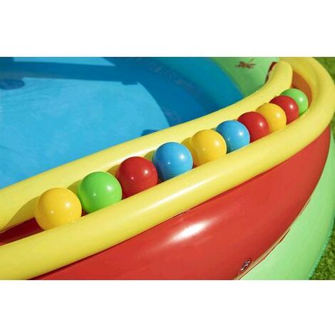 Bestway 53093 Play Center Friendly Woods con Spruzzi 295x199x130 con Scivolo Cerchi e Palline