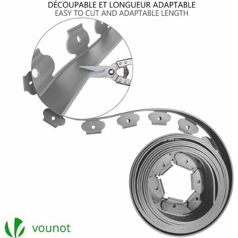 VOUNOT Bordo Giardino Flessibile con Chiodi di Fissaggio, Bordi Aiuole Plastica, 10m, Grigio