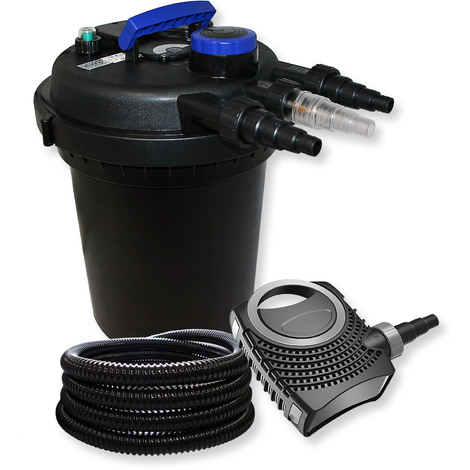 Set per laghetti da 10000l Filtro a pressione Chiarificatore UVC 11W Pompa 70W Tubo 25m