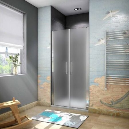 Box Doccia Per Nicchia Doppia Porta Battente Saloon In Vetro 6mm Temperato Opaco/Satinato Anticalcare 100x185cm