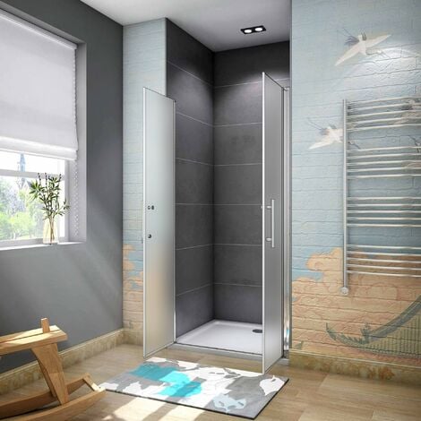 Box Doccia Per Nicchia Doppia Porta Battente Saloon In Vetro 6mm Temperato Opaco/Satinato Anticalcare 100x185cm