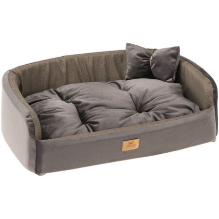 Ferplast HARRIS Cuccia con cuscino per cani e gatti in tessuto resistente. In vari colori e misure. . Variante 80 - Misure: 81 x 55 x h 20 cm - Marrone
