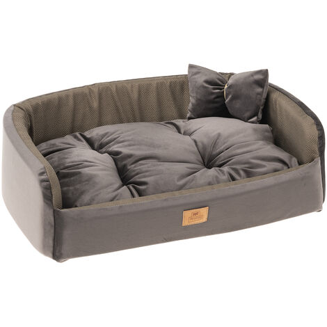Ferplast HARRIS Cuccia con cuscino per cani e gatti in tessuto resistente. In vari colori e misure. . Variante 80 - Misure: 81 x 55 x h 20 cm - Marrone