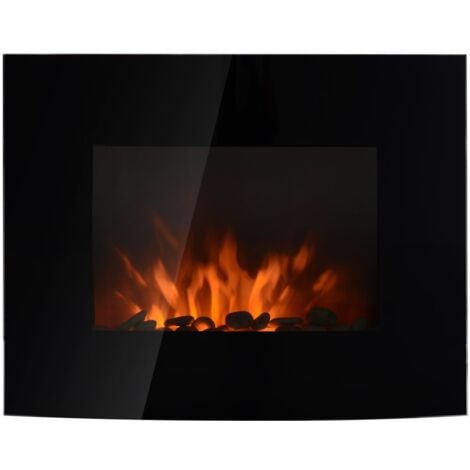 HOMCOM Caminetto Elettrico con Effetto Fiamma Colorato in Acciaio Inox e Vetro