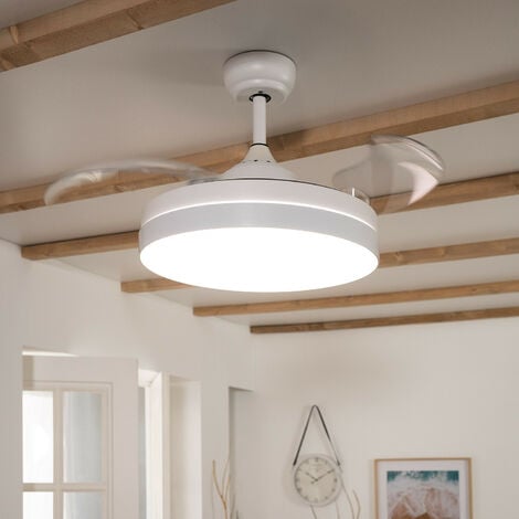 Ventilatore LED da Soffitto Dalori Bianco pale pieghevoli MOTORE DC TECHBREY 160cm