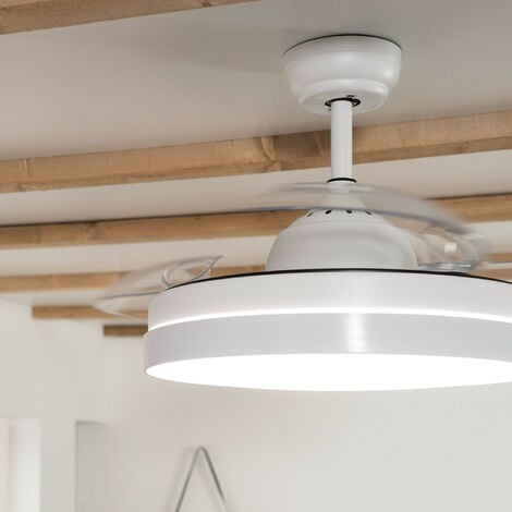 Ventilatore LED da Soffitto Dalori Bianco pale pieghevoli MOTORE DC TECHBREY 160cm