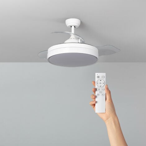 Ventilatore LED da Soffitto Dalori Bianco pale pieghevoli MOTORE DC TECHBREY 160cm