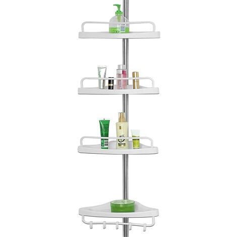 Scaffale Angolare da Bagno Telescopico Salvaspazio Regolabile 225/280cm Bianco