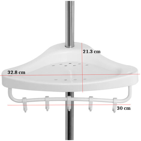 Scaffale Angolare da Bagno Telescopico Salvaspazio Regolabile 225/280cm Bianco