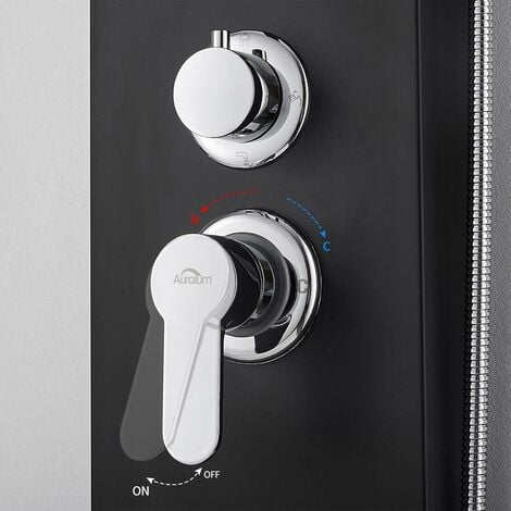 Colonna Doccia Idromassaggio Pannello Doccia in Acciaio Inox,4 Funzioni Sistema Doccia, soffione, idromassaggio, doccia a cascata, doccetta, Nero