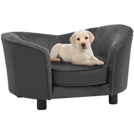 Divano per Cani Grigio Scuro 69x49x40 cm in Peluche e Similpelle vidaXL