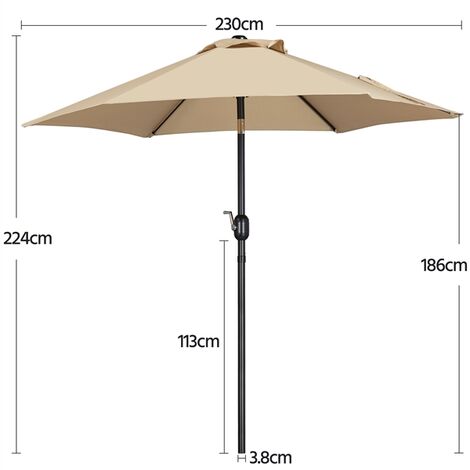 Yaheetech Ombrellone da Giardino Anti UV Inclinabile con Manovella in Alluminio e Poliestere Impermeabile da Esterno Spiaggia Terrazze Bar Balcone Patio Ristorante ø 270 x 224 cm Ecrù