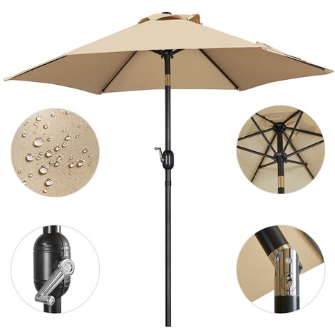 Yaheetech Ombrellone da Giardino Anti UV Inclinabile con Manovella in Alluminio e Poliestere Impermeabile da Esterno Spiaggia Terrazze Bar Balcone Patio Ristorante ø 270 x 224 cm Ecrù