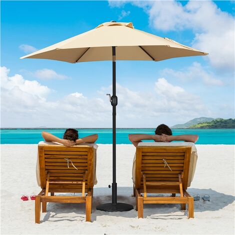 Yaheetech Ombrellone da Giardino Anti UV Inclinabile con Manovella in Alluminio e Poliestere Impermeabile da Esterno Spiaggia Terrazze Bar Balcone Patio Ristorante ø 270 x 224 cm Ecrù