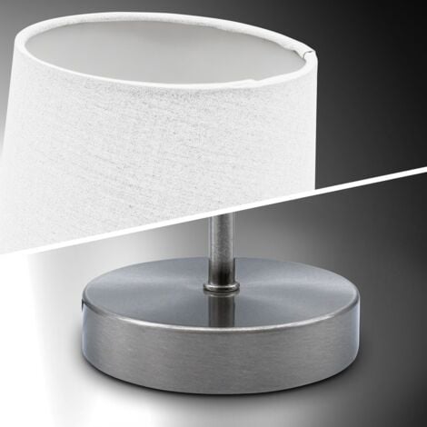 B.K.Licht Lampada da comodino, Lampada da tavolo con paralume in tessuto bianco, adatta per lampadina E14 non inclusa max 25W, altezza 30.8cm, abat-jour per camera con interruttore sul filo, IP20