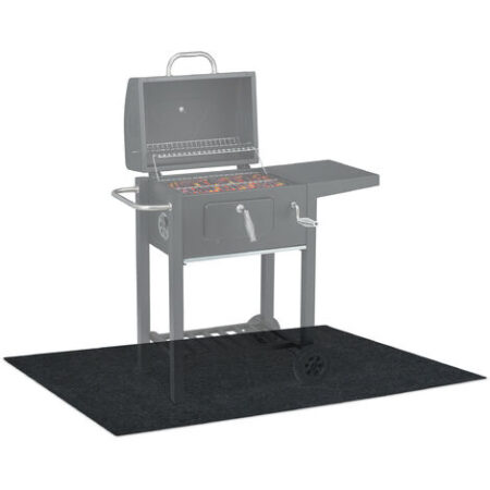 Relaxdays Tappeto per Barbecue, Tappetino Ignifugo, Protezione Pavimento Sotto Grill BBQ, Esterno, 120x80 cm, Antracite
