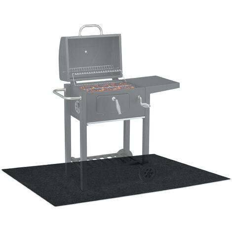 Relaxdays Tappeto per Barbecue, Tappetino Ignifugo, Protezione Pavimento Sotto Grill BBQ, Esterno, 120x80 cm, Antracite