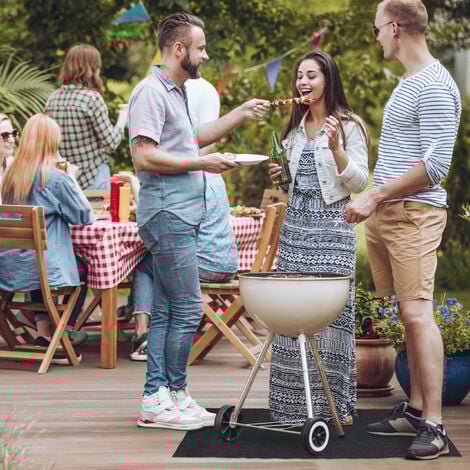 Relaxdays Tappeto per Barbecue, Tappetino Ignifugo, Protezione Pavimento Sotto Grill BBQ, Esterno, 120x80 cm, Antracite