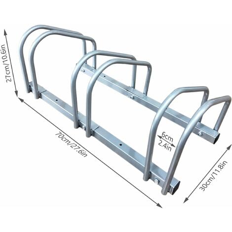 VOUNOT Rastrelliera per Biciclette, Installazione a pavimento e parete, Argento, 3 Posti