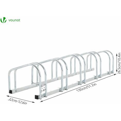 VOUNOT Rastrelliera per Biciclette, Installazione a pavimento e parete, Argento, 5 Posti
