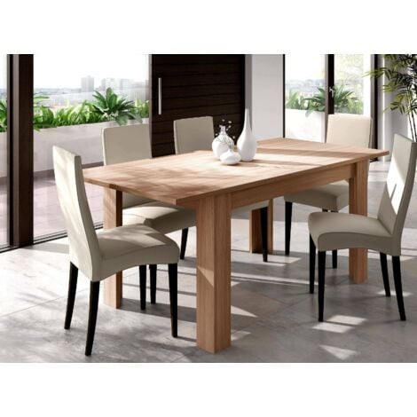Dmora - Tavolo allungabile Dencio, Consolle estensibile multiposizione, Tavolo da pranzo con allunga, 140/190x90h77 cm, Rovere