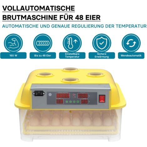 Wiltec Incubatrice automatica per 48 uova, con regolazione temperatura e umidità, Covatrice