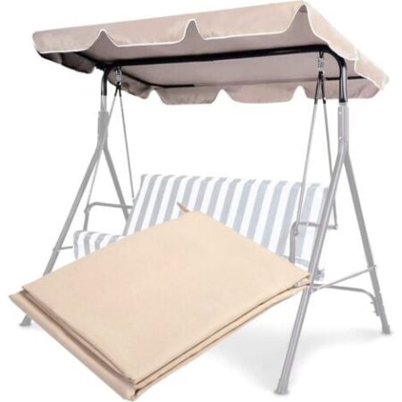 GOPLUS Tettuccio per Dondolo 2/3 Posti, Tetto di Ricambio Anti-UV e Impermeabile (190 x 132 cm, BEIGE)