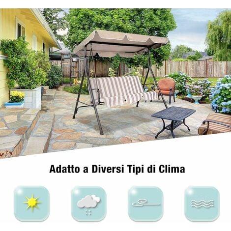 GOPLUS Tettuccio per Dondolo 2/3 Posti, Tetto di Ricambio Anti-UV e Impermeabile (190 x 132 cm, BEIGE)