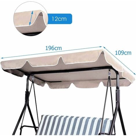 GOPLUS Tettuccio per Dondolo 2/3 Posti, Tetto di Ricambio Anti-UV e Impermeabile (190 x 132 cm, BEIGE)