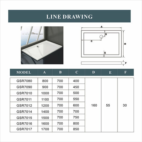 Piatto Doccia Rettangolare In Marmo Minerale e Resina Mista Ultra Sottile 3cm Bianco Lucido Antiscivolo Antibatterico 100x90cm