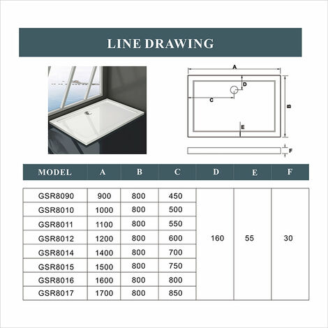 Piatto Doccia Rettangolare In Marmo Minerale e Resina Mista Ultra Sottile 3cm Bianco Lucido Antiscivolo Antibatterico 100x90cm