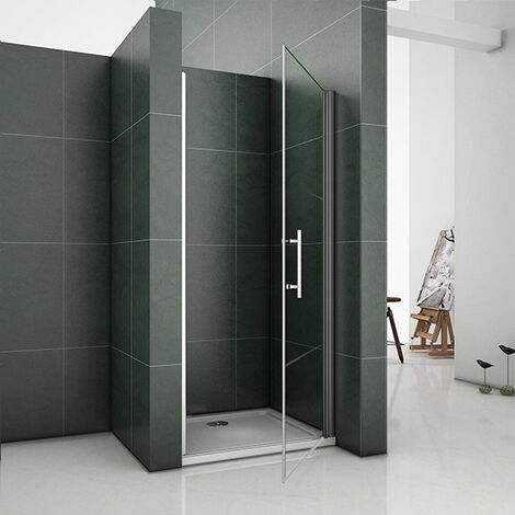 Porta Doccia Per Nicchia Apertura Battente In Vetro 6 mm Temperato Trasparente Anticalcare Telaio Cromo Lucido 80x185 cm