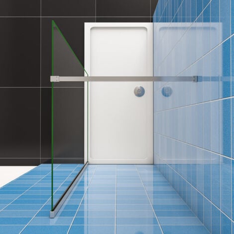 Walk In Parete per Doccia Vetro Temperato 8mm Anticalcare Trasparente inclusa Barra Stabilizzatrice da 90 cm Tagliabile 90x190cm
