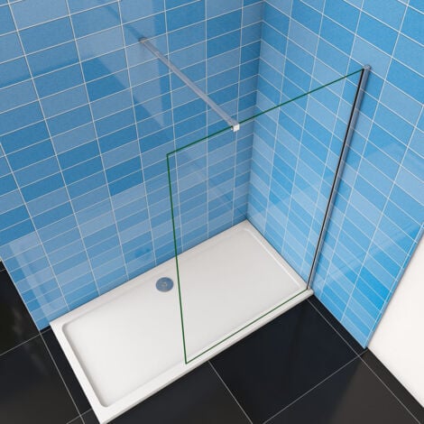 Walk In Parete per Doccia Vetro Temperato 8mm Anticalcare Trasparente inclusa Barra Stabilizzatrice da 90 cm Tagliabile 90x190cm