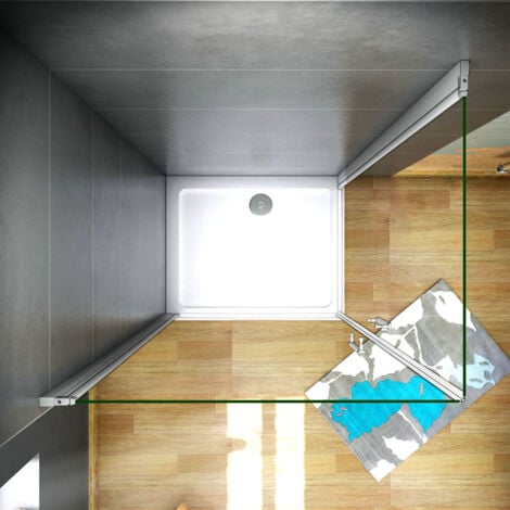 185 cm Box doccia Angolare Doppia Porta Battente Vetro Temperato 5 mm Trasparente Profilo Argento Opaco 100x80 cm