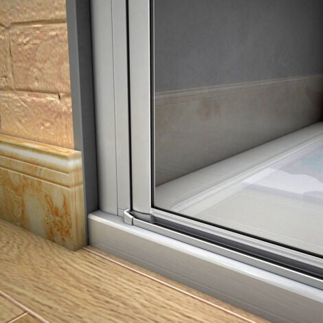 185 cm Box doccia Angolare Doppia Porta Battente Vetro Temperato 5 mm Trasparente Profilo Argento Opaco 100x80 cm