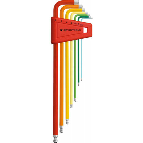 Set chiavi a brugola in supporto di plastica 7 unità 15-6 mm Rainbow Ball head PB Swiss Tools