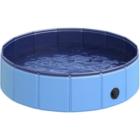 PawHut Piscina Pieghevole per Cani in Plastica con Bordo Stabile