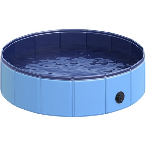 PawHut Piscina Pieghevole per Cani in Plastica con Bordo Stabile
