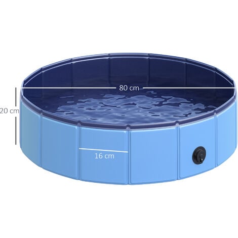 PawHut Piscina Pieghevole per Cani in Plastica con Bordo Stabile