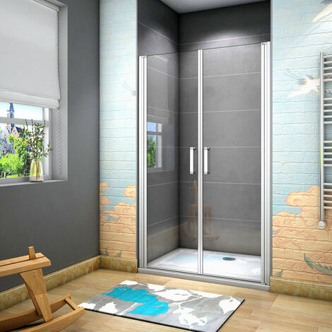 185 cm Box doccia per Nicchia Porta Battente 2 Ante Saloon Vetro Temperato 5 mm Trasparente Profilo Argento Opaco 80 cm